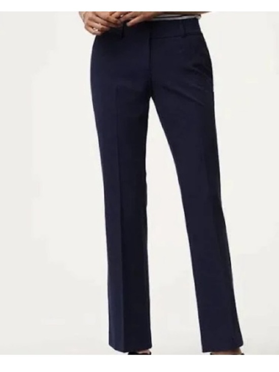 LOFT Pants - LOFT Navy Julie Straight-Leg trouser with satin stripe down side